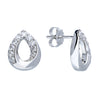 Sterling Silver CZ Twist Teardrop Stud Earrings