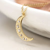 POM Faux Gold Crystal Inset Moon Necklace