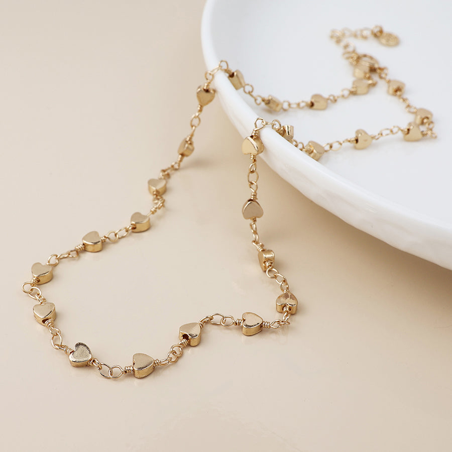 POM Golden Multi Heart Station Necklace - More Than Just a Gift | Narborough Hall