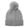 POM Grey Recycled Yarn Herringbone Cable Knit Hat