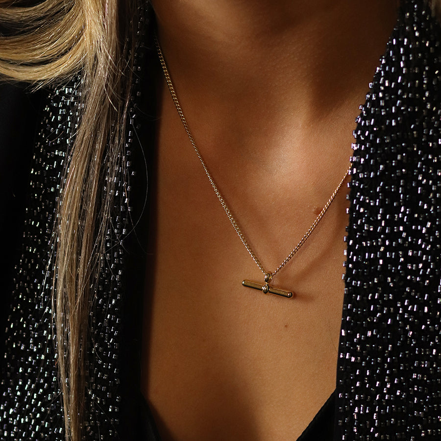 POM Golden Chunky Chain & T-Bar Necklace - More Than Just a Gift | Narborough Hall