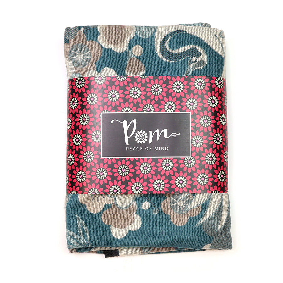 POM Dusky Teal Crane Floral Scarf