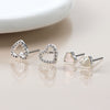 POM Silver Plated Double Heart Earring Set