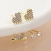 POM Gold Plated Crystal Hearts Earring Set