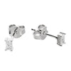 Sterling Silver CZ Rectangle Stud Earrings