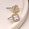 POM Golden Crystal Edged Quatrefoil Studs