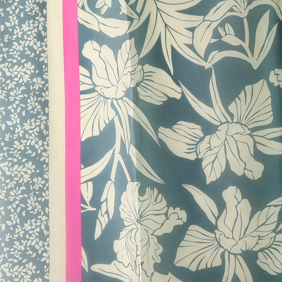 POM Recycled Silky Floral & Pink Border Scarf - More Than Just a Gift | Narborough Hall