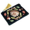 POM Dark Teal Velvet Pouch with Hedgehog Embroidery