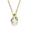 Sterling Silver Gold Plated Leaf Design Pearl Necklace