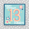 Hip Hip Hooray Girl Aged 13 Birthday Card