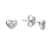 Sterling Silver triple CZ Heart Stud Earrings