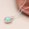 POM Silver Plated Blue Opal Heart Crystal Border Necklace