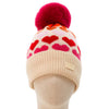Zelly Pom Pom Hat Hearts Pink