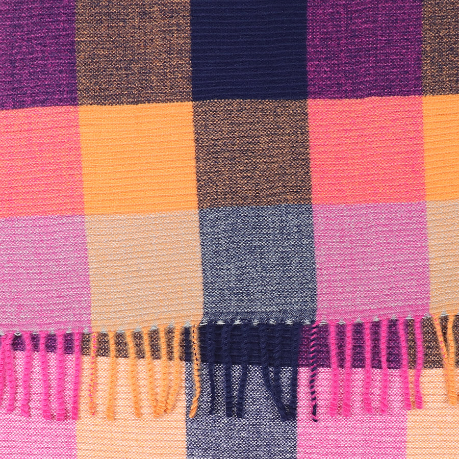 POM Rust Orange Check Tassel Blanket Scarf