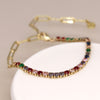 POM Golden Multicolour Crystal Link Chain Bracelet