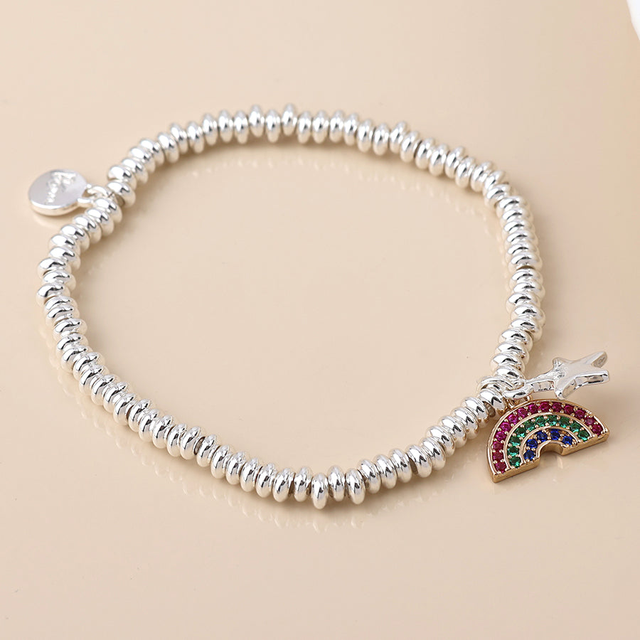 POM Silver Plated Star & Crystal Rainbow Charm Bracelet - More Than Just a Gift | Narborough Hall
