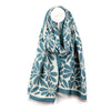 POM Dusky Teal & Ecru Floral Reversible Scarf