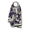 POM Black & Beige Crane Floral Jacquard Scarf