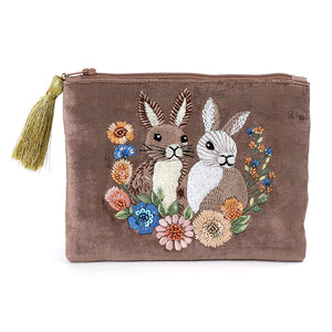 POM Cocoa Velvet Bunnies Zip Purse - More Than Just a Gift | Narborough Hall