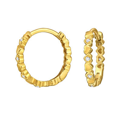 Sterling Silver Gold Plated Endless Heart Huggie Earrings - More Than Just a Gift | Narborough Hall