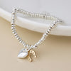 POM Silver Plated Bead, Heart & Golden Horse Shoe Charm Bracelet - More Than Just a Gift | Narborough Hall
