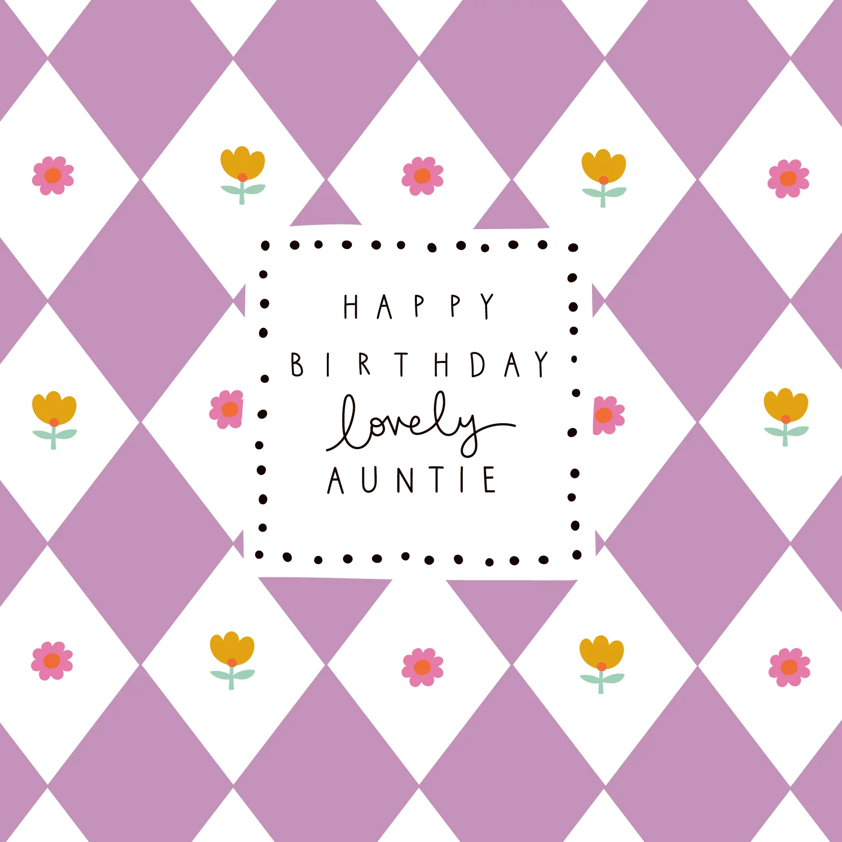 Auntie Purple Floral Birthday Card