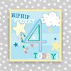 Hip Hip Hooray Boy Aged 4 Birthday Card