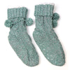 POM Dusky Aqua Cable Knit Sherpa Slipper Socks