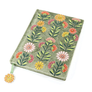 POM Green Velvet Floral Notebook - More Than Just a Gift | Narborough Hall