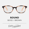 Easy Readers Round Beige and Brown - +2.5