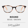 Easy Readers Round Beige and Brown - +2.0