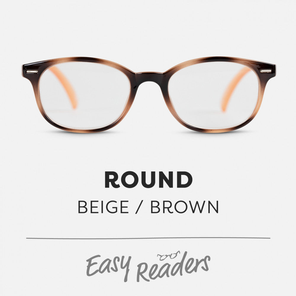 Easy Readers Round Beige and Brown - +2.0