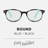 Easy Readers Round Blue and Black - +2.5