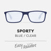 Easy Readers Sporty Blue/Clear - +1.5