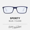 Easy Readers Sporty Blue/Clear - +2.5