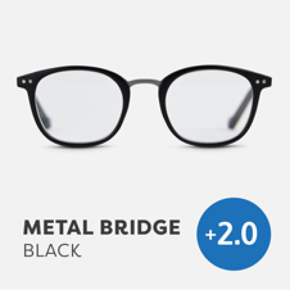 Easy Readers Black Metal Bridge - +2.0