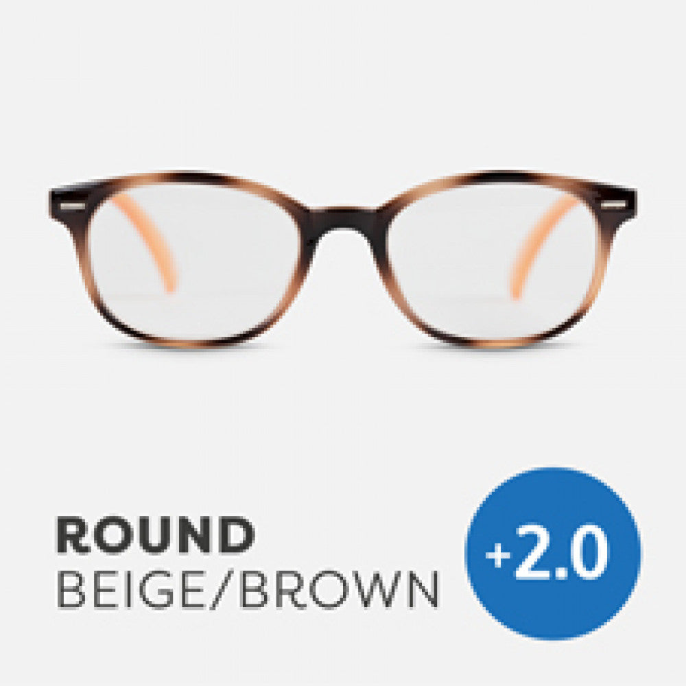 Easy Readers Round Beige and Brown - +2.0