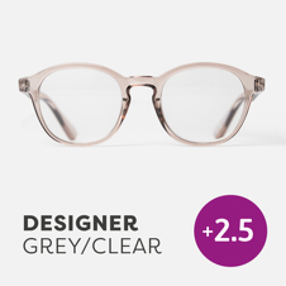 Easy Readers - Designer Clear Grey - +2.5
