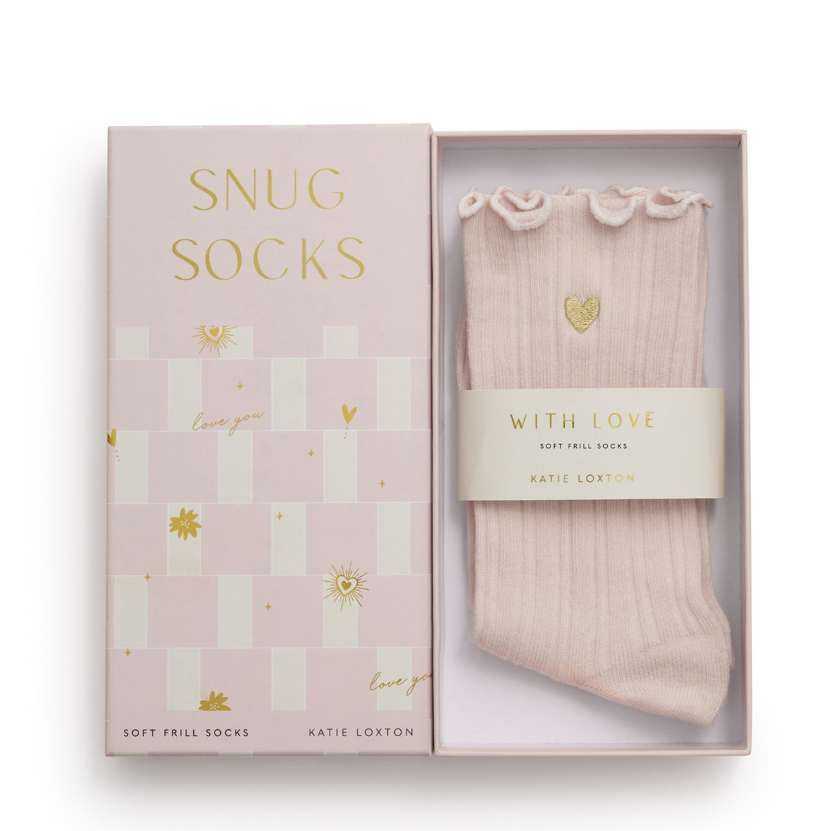 Katie Loxton Gift Boxed Frill Heart Socks - Blush Pink