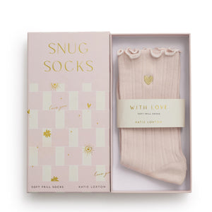 Katie Loxton Gift Boxed Frill Heart Socks - Blush Pink