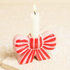 Pink/ Red stripe bow candle holder