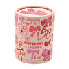 Raspberry blossom pink glass fragranced candle- bows