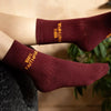 Sock Talk 100% Faithful Combed Cotton Glitter Socks in Wine