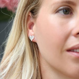 POM Hammered Heart Stud Earrings