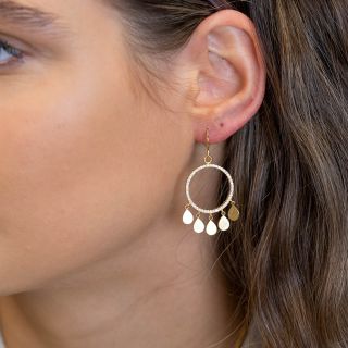 POM Golden Crystal insert Hoop and multi teardrop earrings