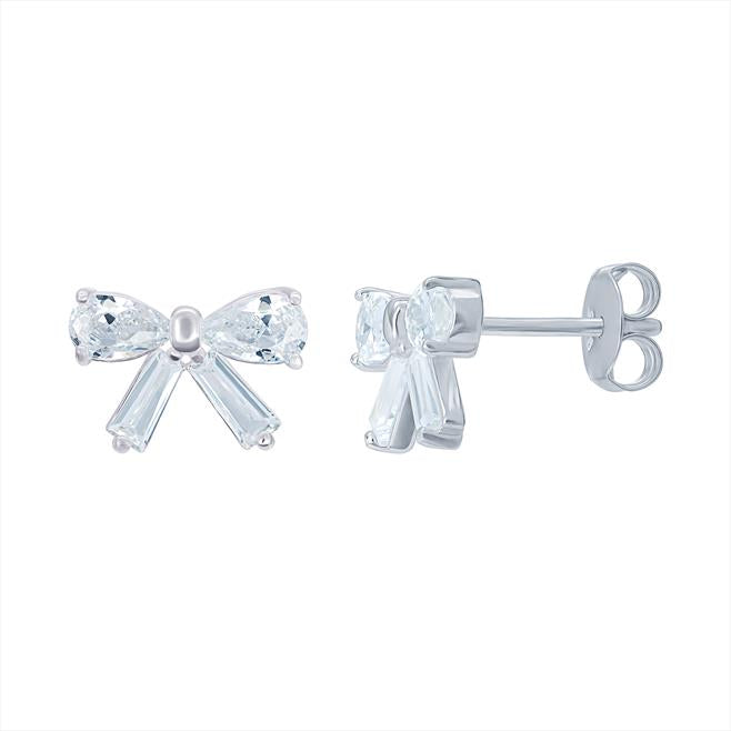 Sterling Silver CZ Bow Earrings - More Than Just a Gift | Narborough Hall