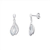Sterling Silver CZ Double Leaf Earrings