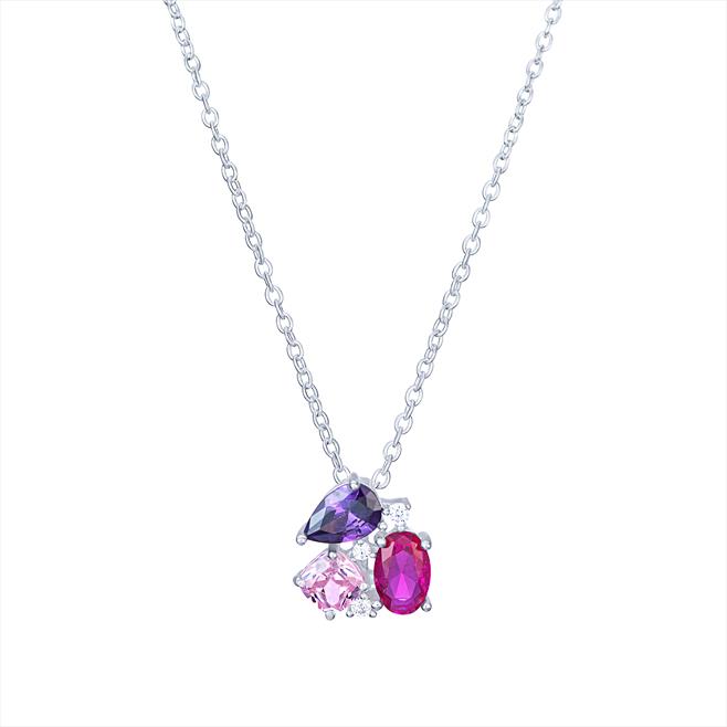 Sterling Silver Multi Coloured Cluster Necklace - More Than Just a Gift | Narborough Hall