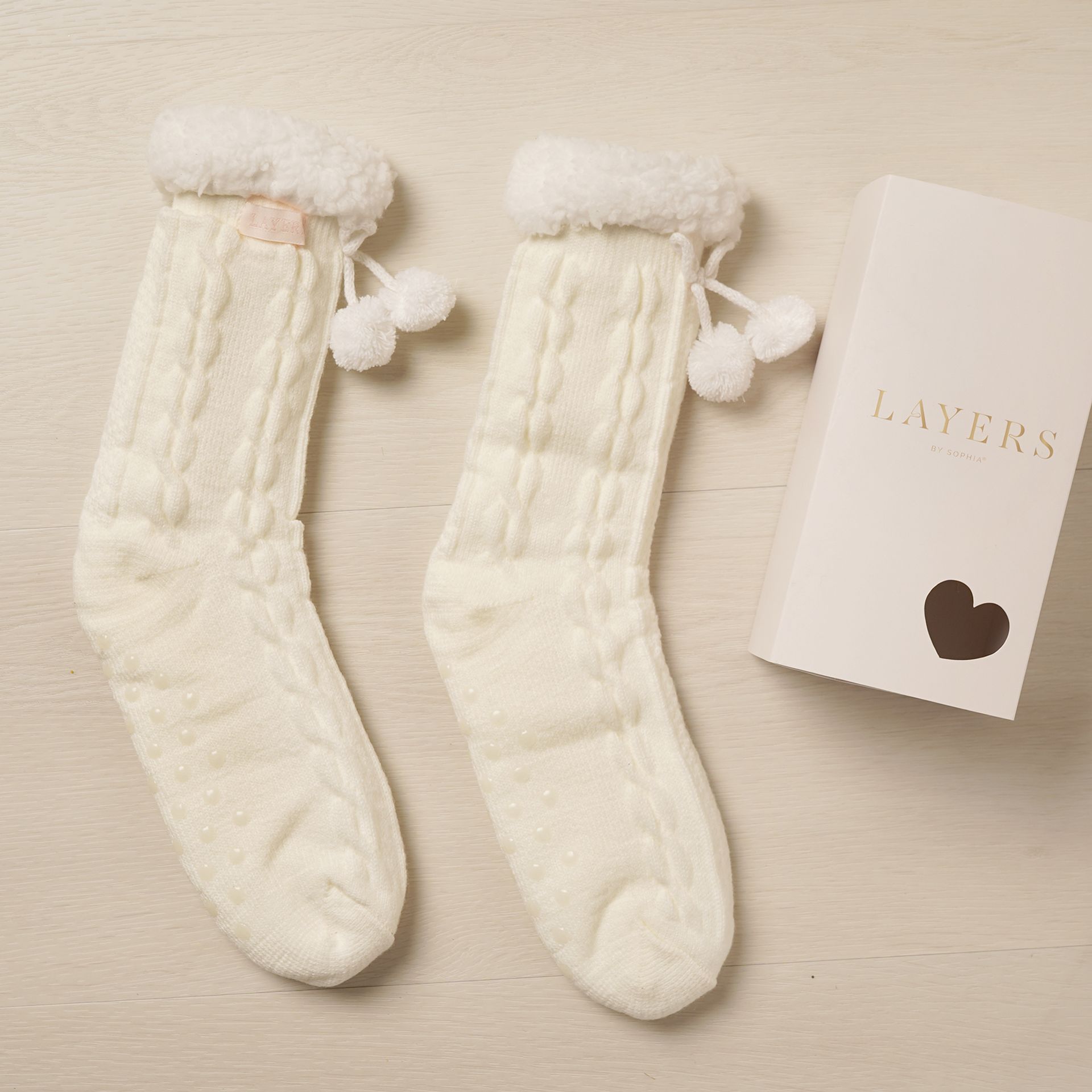 Sophia Layers Cosy Socks Size 4-7 - Ivory