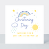 Rainbows Blue Christening Card